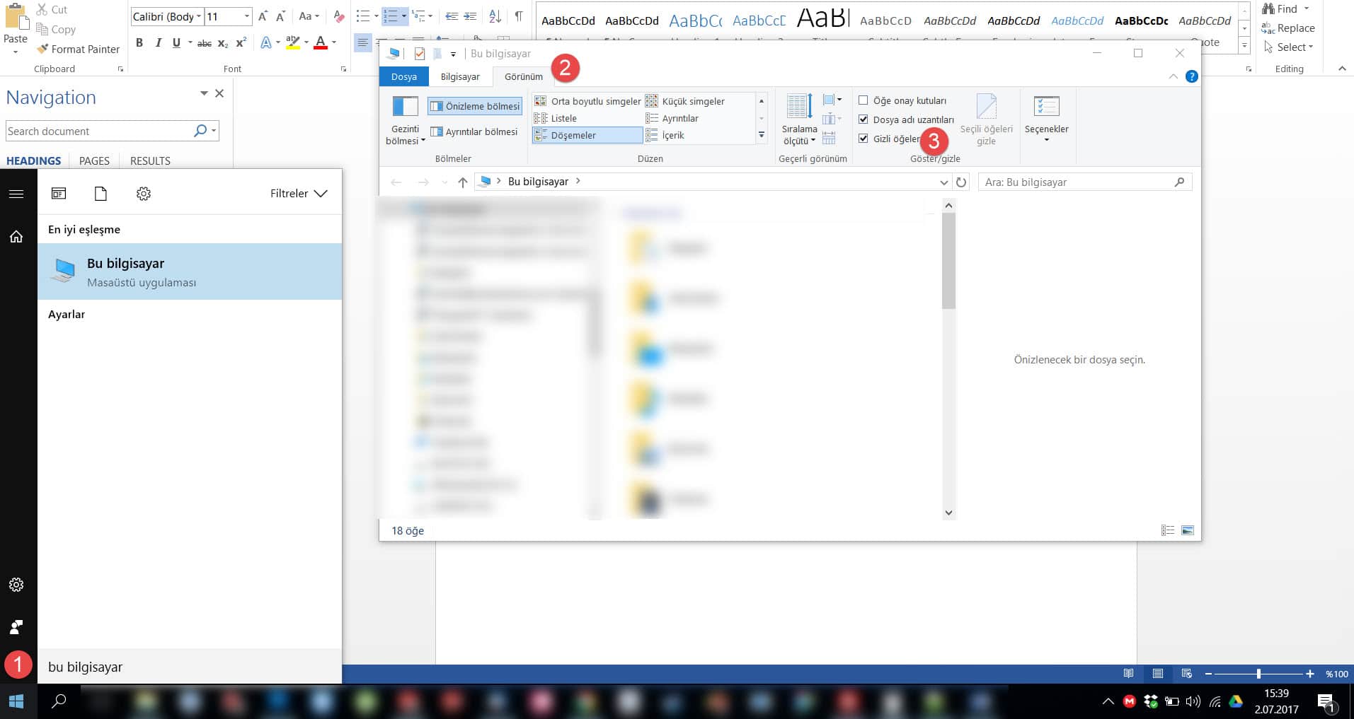 windows 10 gizli dosyaları göster