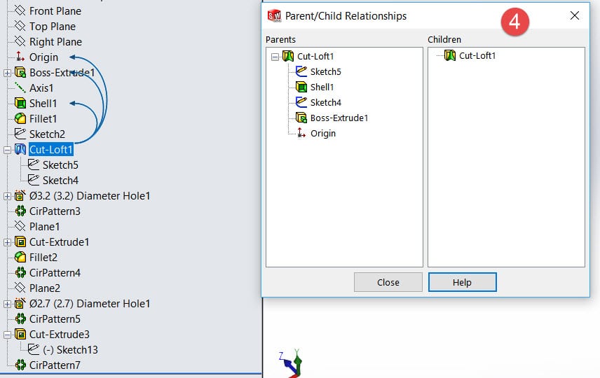 solidowrks parent-child